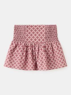 Mango Kids' High Waist Smock Mini Skirt, Red/Multi, Red/Multi