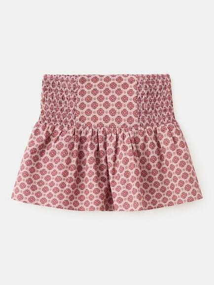 Mango Kids' High Waist Smock Mini Skirt, Red/Multi, Red/Multi