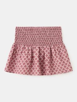 Mango Kids' High Waist Smock Mini Skirt, Red/Multi - view 2, Red/Multi