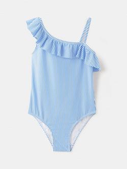 Mango Kids' Asymmetric Swimsuit, Blue, Blue