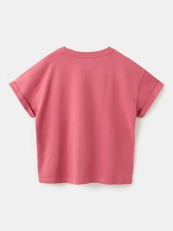Mango Kids' Desert Bloom Slogan Cotton T-Shirt, Bordeaux - view 2, Bordeaux