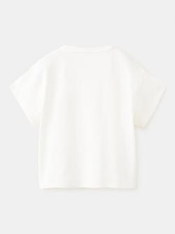 Mango Kids' Short Sleeve Embroidered T-Shirt, Off White - view 2, Off White