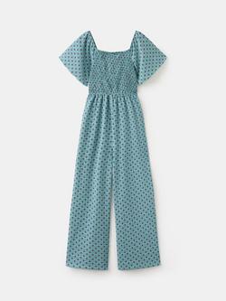 Mango Kids' Floral Jumpsuit, Aqua, Aqua