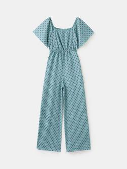 Mango Kids' Floral Jumpsuit, Aqua - view 2, Aqua