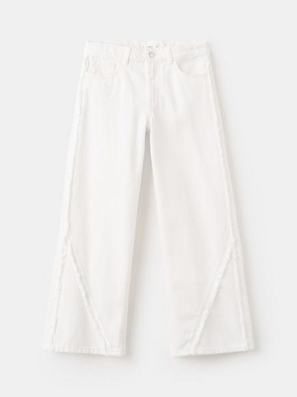 Mango Kids' Frayed Seam Jeans, White, White