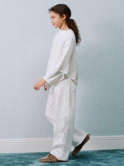 Mango Kids' Frayed Seam Jeans, White - view 2, White