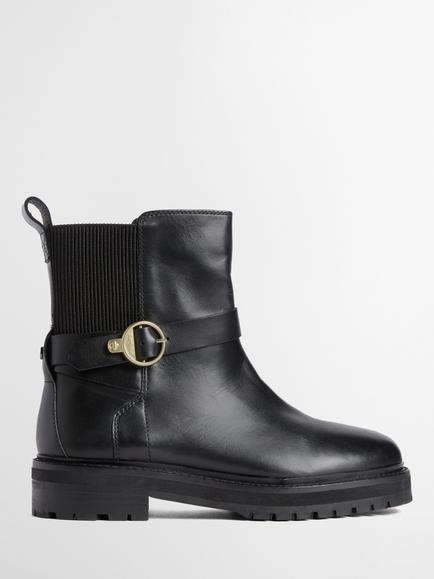 Barbour Alexandra Leather Ankle Boots, Black, Black