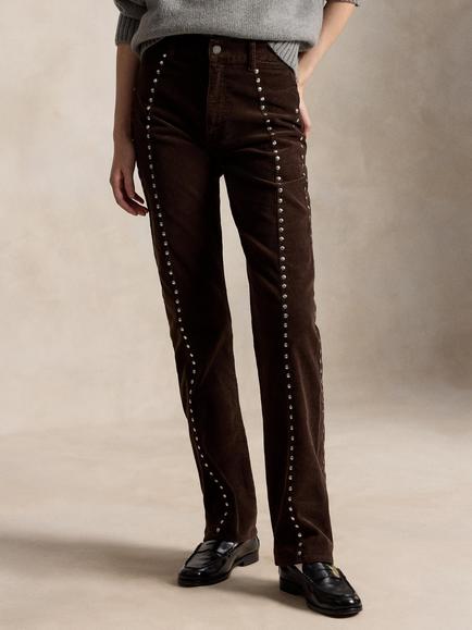 Polo Ralph Lauren Side Seam Stud Corduroy Trousers, Vintage Brow, Vintage Brown