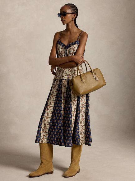 Polo Ralph Lauren Sleeveless Floral Cotton Blend Midi Dress, Floral Cream, Floral Cream