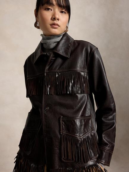 Polo Ralph Lauren Fringe Leather Jacket, Dark Chocolate, Dark Chocolate