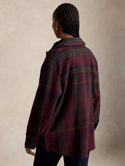 Polo Ralph Lauren Wool Blend Twill Check Overshirt, Brown/Multi - view 2, Brown Multi