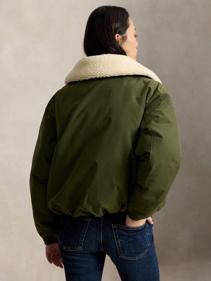 Polo Ralph Lauren Faux Fur Collar Bomber Jacket, New Olive - view 2, New Olive