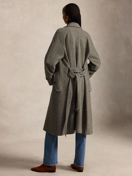 Polo Ralph Lauren Herringbone Wool Blend Trench Coat, Grey - view 2, Grey