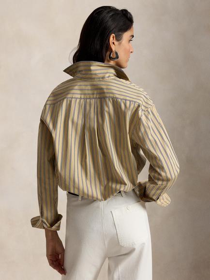 Polo Ralph Lauren Relaxed Fit Striped Cotton Shirt, Tan Royal/Multi - view 2, 2063 Tan-royal Mul