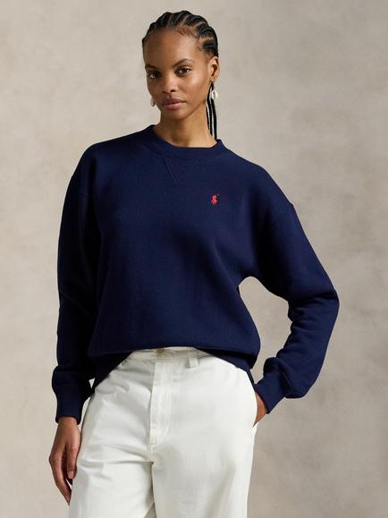 Polo Ralph Lauren Crew Neck Cotton Blend Sweatshirt, Navy, Navy