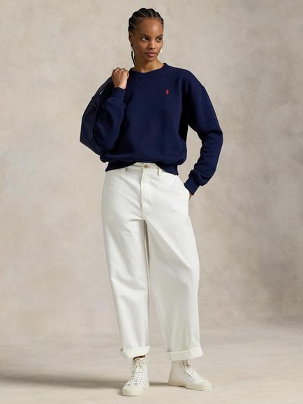 Polo Ralph Lauren Crew Neck Cotton Blend Sweatshirt, Navy - view 2, Navy