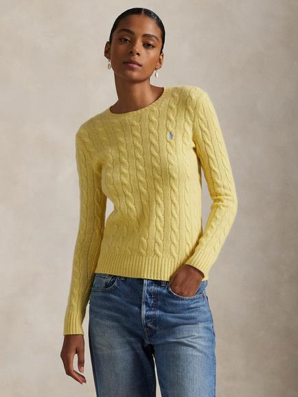 Polo Ralph Lauren Julianna Wool Blend Cable Knit Jumper, Fall Yellow, Fall Yellow