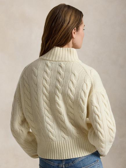 Polo Ralph Lauren Wool Blend Cable Knit Crew Neck Jumper, Authentic Cream - view 2, Authentic Cream