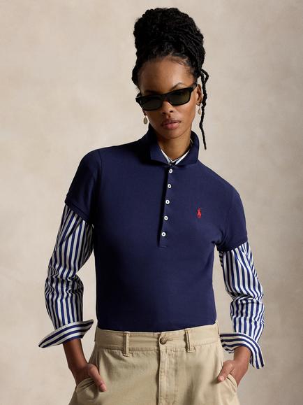 Polo Ralph Lauren Short Sleeve Slim Fit Stretch Cotton Blend Polo Shirt, Newport Navy, Newport Navy