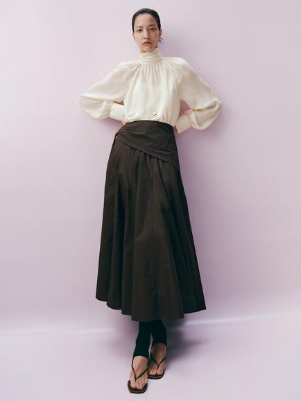 Mango High Neck Ruffle Back Blouse, Raw - view 2, Raw