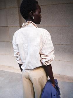 Mango Checked Cotton Blend Shirt, Brown/Multi - view 2, Brown/Multi