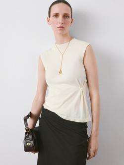 Mango Side Gathered Knitted Top, Raw, Raw