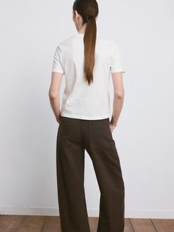 Mango Embroidered Pocket Crew Neck T-Shirt, Off White - view 2, Off White