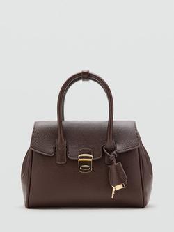 Mango Lockfront Top-Handle Shoulder Bag, Chocolate, Chocolate