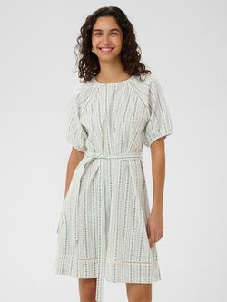 Saint Tropez Rajasz Stripe Print Short Puff Sleeve Cotton Mini Dress, Ice Vallarta, Ice Vallarta