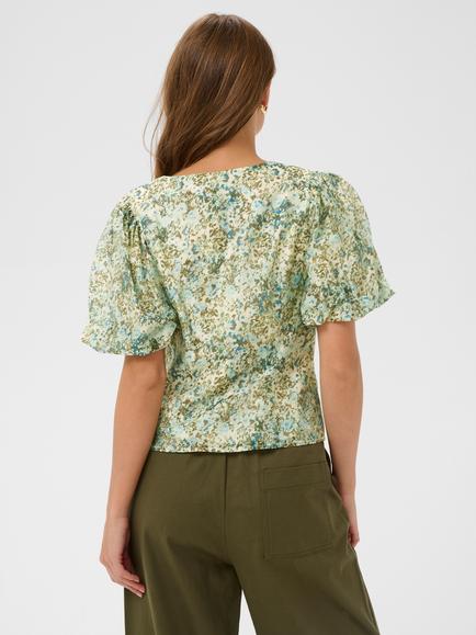 Saint Tropez Rainies Floral Print Blouse, Vallarta Blue - view 2, Vallarta Blue