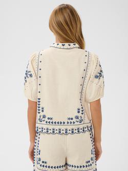Saint Tropez Romelle Embroidered Puff Sleeve Shirt, Turtledove - view 2, Turtledove