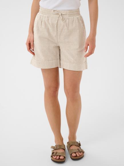 Saint Tropez Elmiko Striped Cotton Drawstring Shorts, Toasted Coconut/Ice, Toasted Coconut/Ice