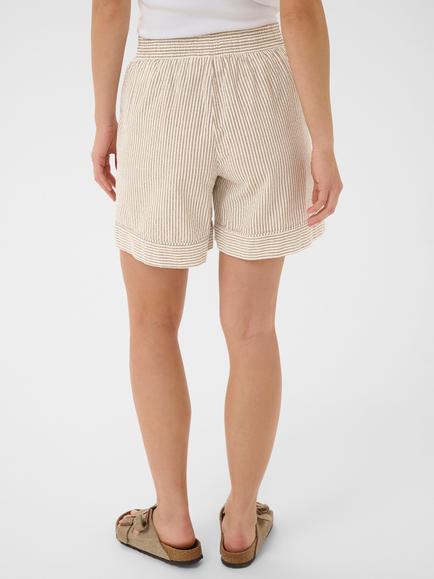 Saint Tropez Elmiko Striped Cotton Drawstring Shorts, Toasted Coconut/Ice - view 2, Toasted Coconut/Ice