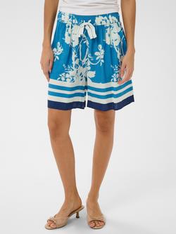 Saint Tropez Rasheda Floral Print Drawstring Shorts containing LENZING™ ECOVERO™ Viscose, Vallarta Blue, Vallarta Blue