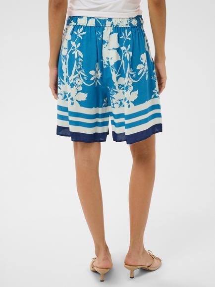 Saint Tropez Rasheda Floral Print Drawstring Shorts containing LENZING™ ECOVERO™ Viscose, Vallarta Blue - view 2, Vallarta Blue