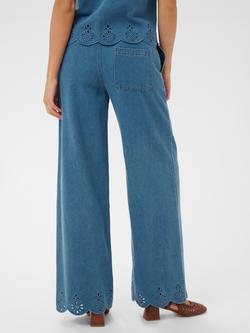 Saint Tropez Rozlynn Scallop Hem Wide Leg Trousers, Medium Blue Denim - view 2, Medium Blue Denim