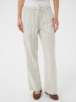 Saint Tropez Rajasz Stripe Print Wide Leg Drawstring Waist Cotton Trousers, Ice Vallarta, Ice Vallarta