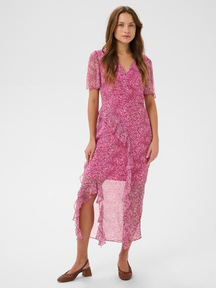 Saint Tropez Rachil Asymmetric Ruffle Maxi Dress, Raspberry Rose, Raspberry Rose