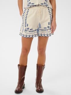 Saint Tropez Romelle Embroidered Trim Shorts, Turtledove, Turtledove