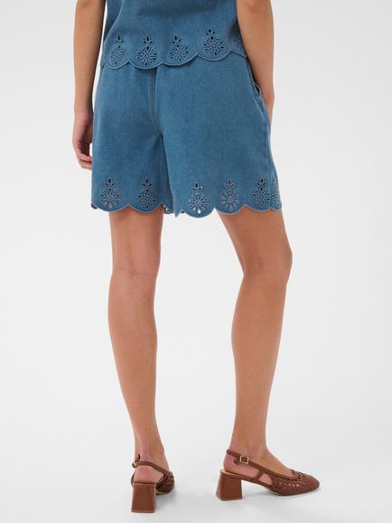Saint Tropez Rozlynnsz Embroidered Scallop Hem Shorts, Blue - view 2, Blue