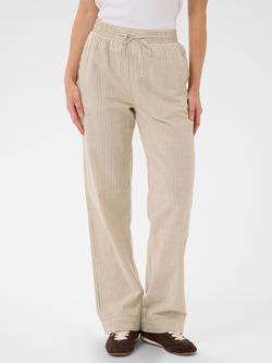 Saint Tropez Elmiko Striped Cotton Drawstring Trousers, Toasted Coconut/Ice, Toasted Coconut/Ice