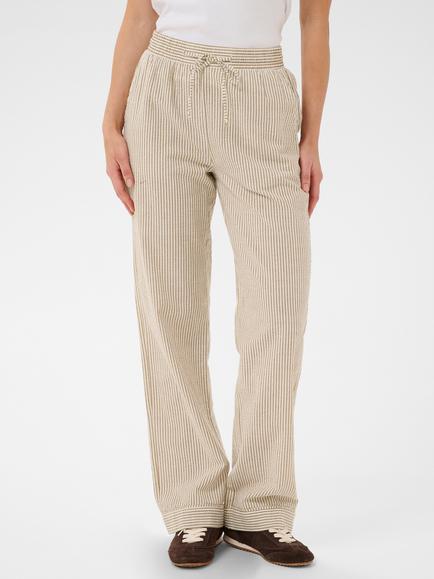Saint Tropez Elmiko Striped Cotton Drawstring Trousers, Toasted Coconut/Ice, Toasted Coconut/Ice