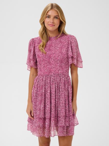 Saint Tropez Rachil Short Sleeve Tiered Mini Dress, Raspberry Rose, Raspberry Rose