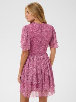 Saint Tropez Rachil Short Sleeve Tiered Mini Dress, Raspberry Rose - view 2, Raspberry Rose