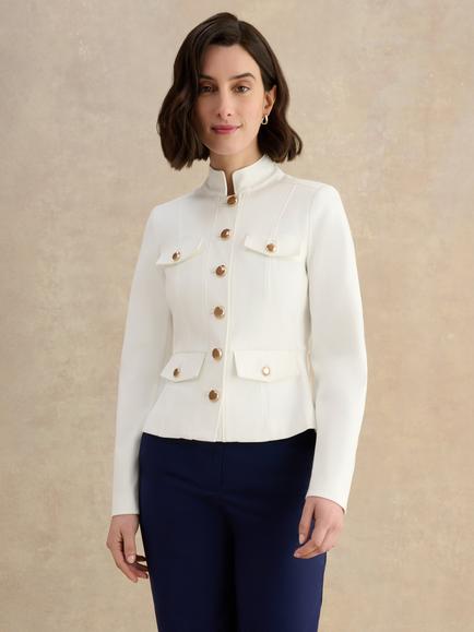 Hobbs Raleigh High Neck Jacket, Cream, Cream