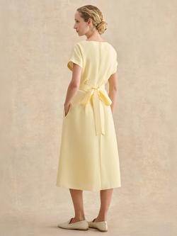 Hobbs Aliya Linen Blend Short Sleeve Midi Dress, Yellow - view 2, Yellow