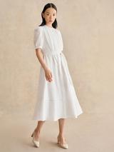 Hobbs Amani Cutwork Embroidered Shirt Dress, White