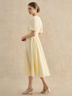 Hobbs Barrington Tie Waist Puff Sleeve Dress, Yellow - view 2, Yellow