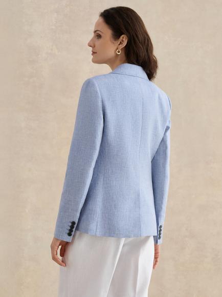 Hobbs Janaya Pure Cross Dyed Linen Blazer, Blue - view 2, Blue