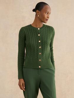 Hobbs Penrose Cable Knit Cardigan, Green, Green